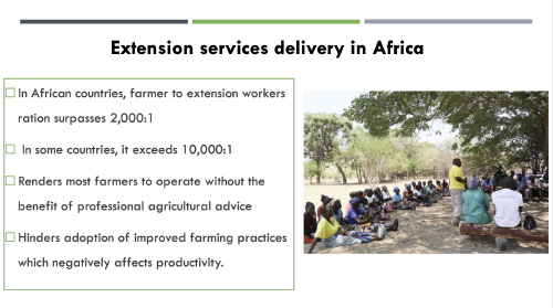 A screenshot of our presentation demonstrating some of the current issues with traditional extension service delivery.