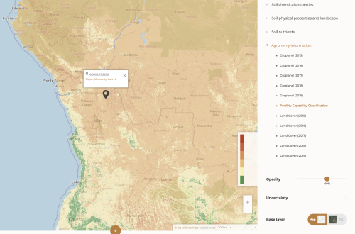 Our Fertility Capability Classification analysis tool highlighting constraints in a particular location (sloping terrain, aluminium toxicity, and low potassium levels), which could affect soil health and crop yield.